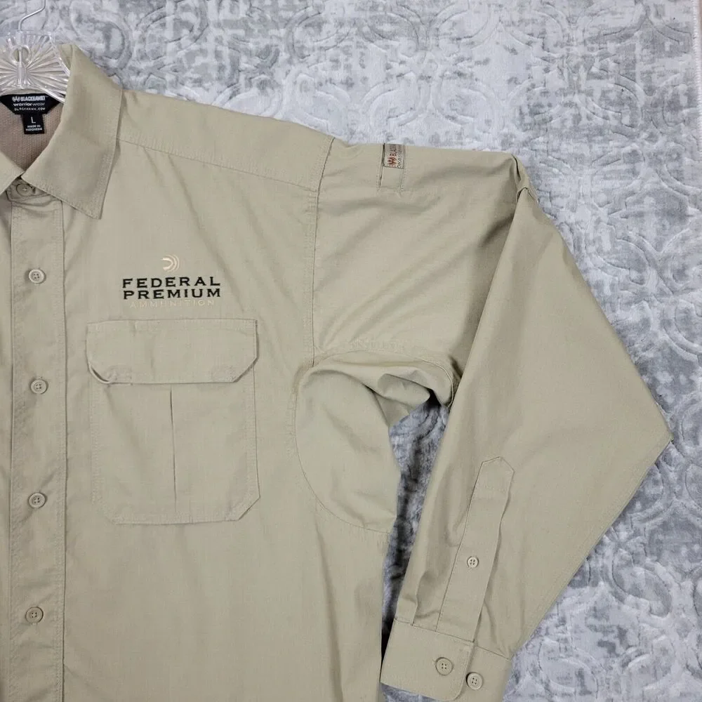 Blackhawk Tactical Button Shirt Men's Large Biege Rip Stop Federal Ammunition - Picture 5 of 14